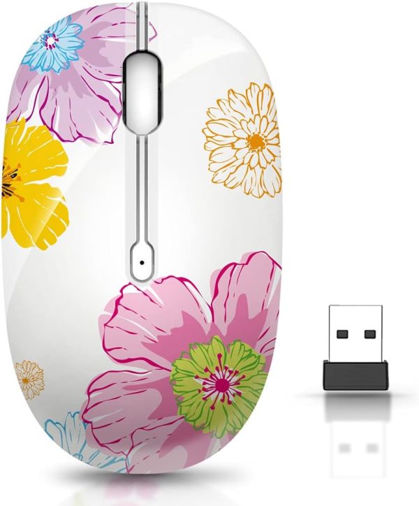 Nvere Wireless Mouse with Nano Receiver – Flower Design