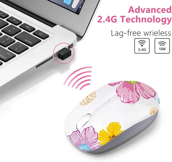 Nvere Wireless Mouse with Nano Receiver – Flower Design - Image 3